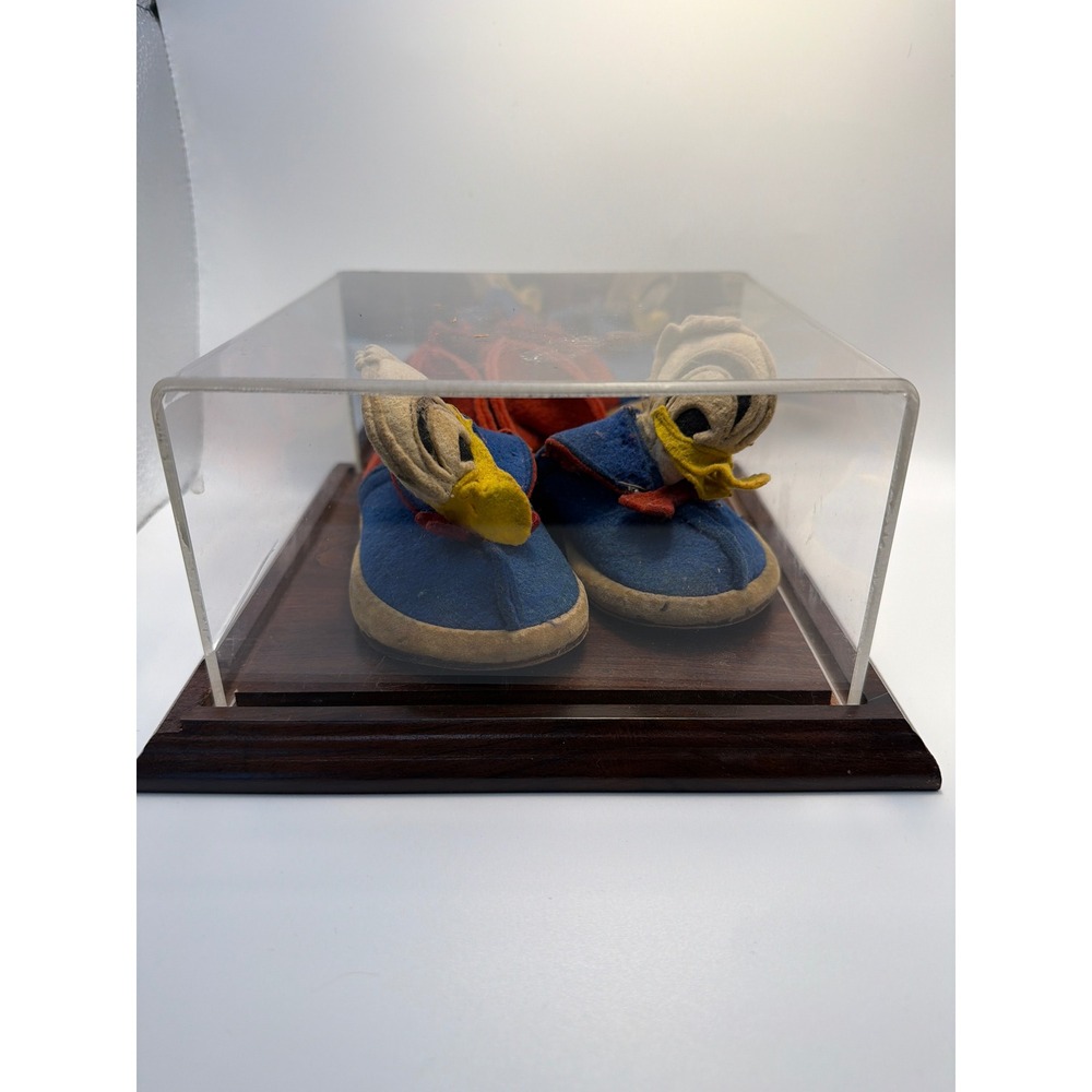 Vintage Disney Donald Duck Kids Slippers 1940s 1950s with Display Case Rare